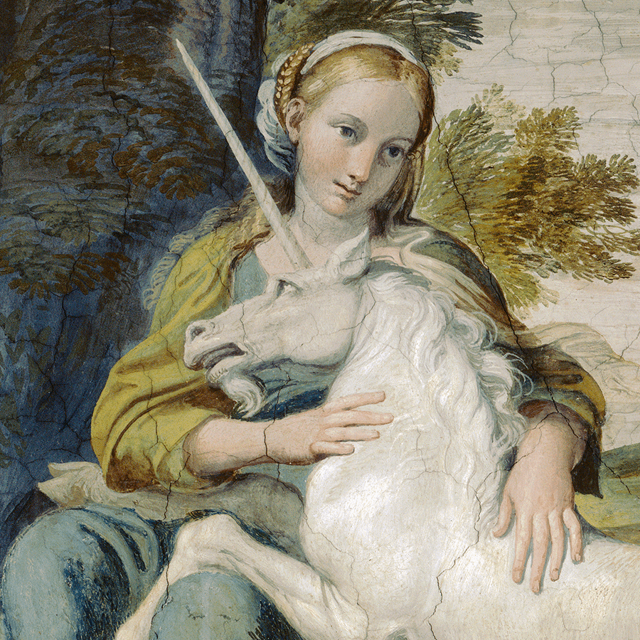 Unicorn and Young Girl painting