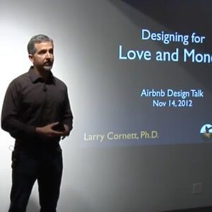 Larry Cornett public speaking at Airbnb design talk