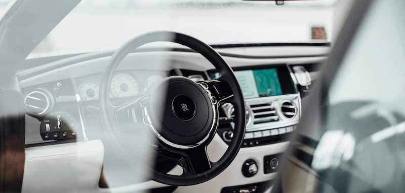 Rolls Royce steering wheel and dashboard